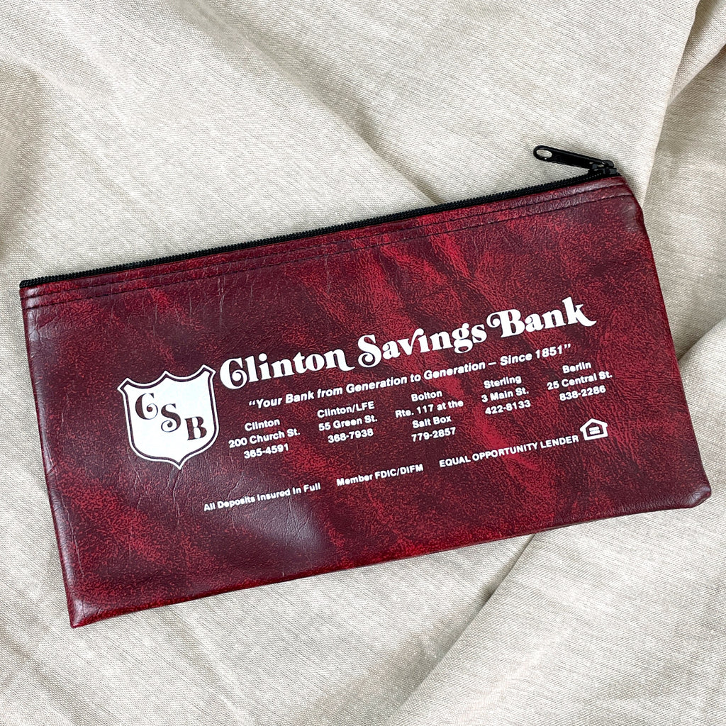 Bank deposit bag - Clinton Savings Bank - 1980s vintage - NextStage Vintage