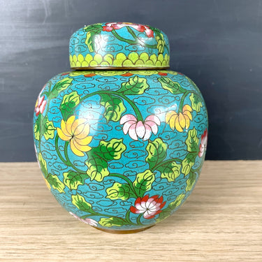Chinese cloisonne enamel floral ginger jar - NextStage Vintage