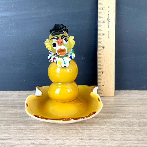 Murano style blown glass clown trinket dish - vintage art glass - NextStage Vintage