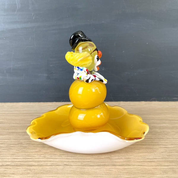 Murano style blown glass clown trinket dish - vintage art glass - NextStage Vintage