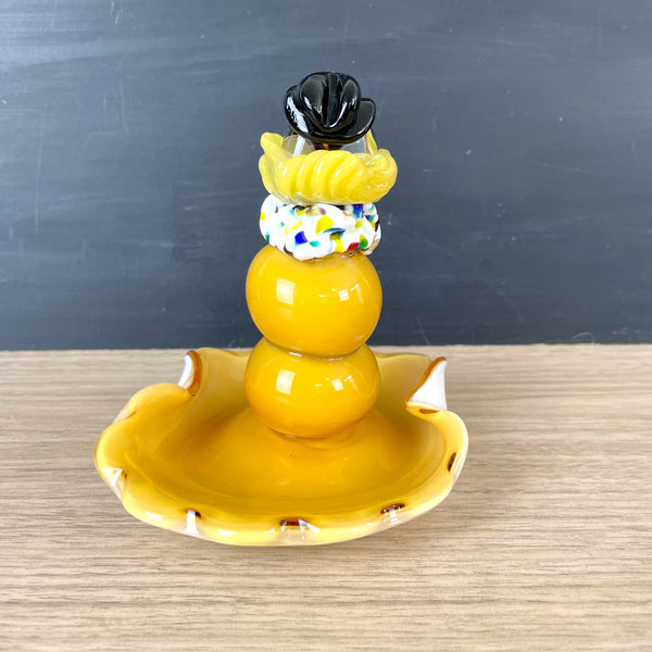 Murano style blown glass clown trinket dish - vintage art glass - NextStage Vintage