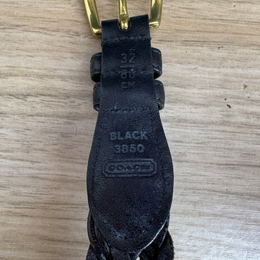 Vintage COACH 3850 Black Braided Leather Belt Brass Buckle Size 32 Unisex