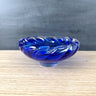 Encased cobalt blue and clear blown glass dish -  vintage art glass - NextStage Vintage