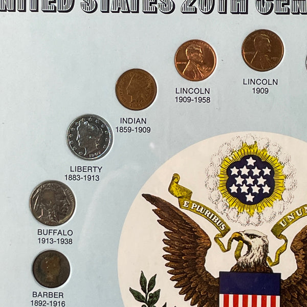 United States 20th century coins framed display - 1970s vintage - NextStage Vintage