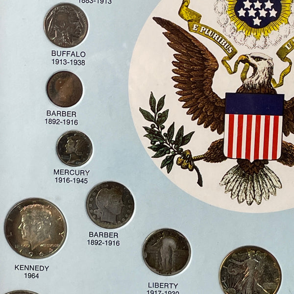 United States 20th century coins framed display - 1970s vintage - NextStage Vintage