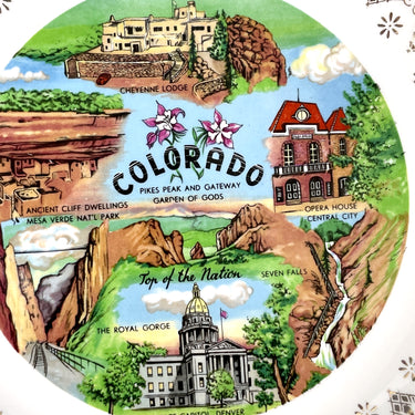 Colorado state souvenir plate - 1950s road trip souvenir - NextStage Vintage