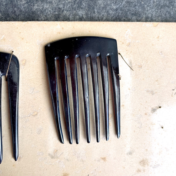 Celluloid hair combs and hairpins - turn of the century antique - NextStage Vintage