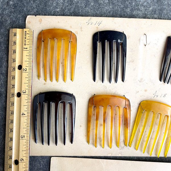 Celluloid hair combs and hairpins - turn of the century antique - NextStage Vintage