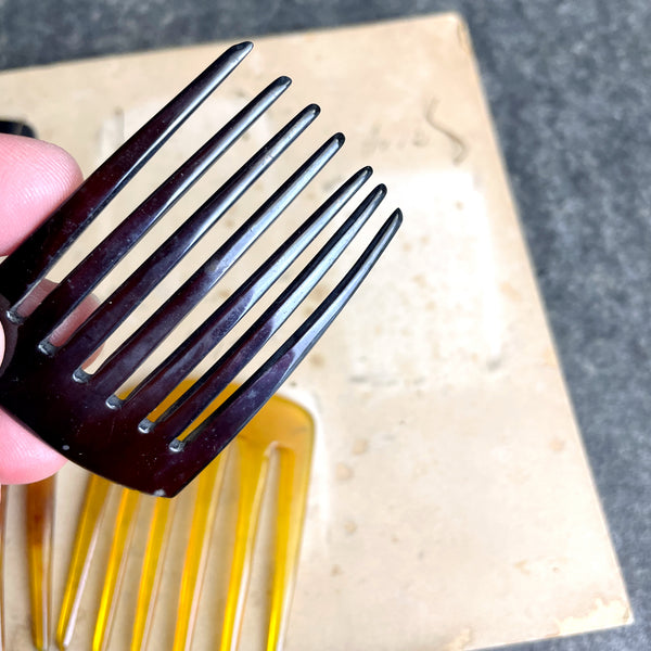 Celluloid hair combs and hairpins - turn of the century antique - NextStage Vintage