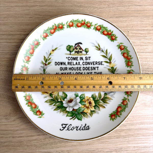 Our House Doesn't Always Look Like This kitsch plate - 1950s vintage Florida souvenir