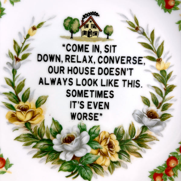 Our House Doesn't Always Look Like This kitsch plate - 1950s vintage Florida souvenir