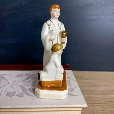 Vintage 1960s First Communion Boy and Priest Figurine - Made in Japan - Catholicism