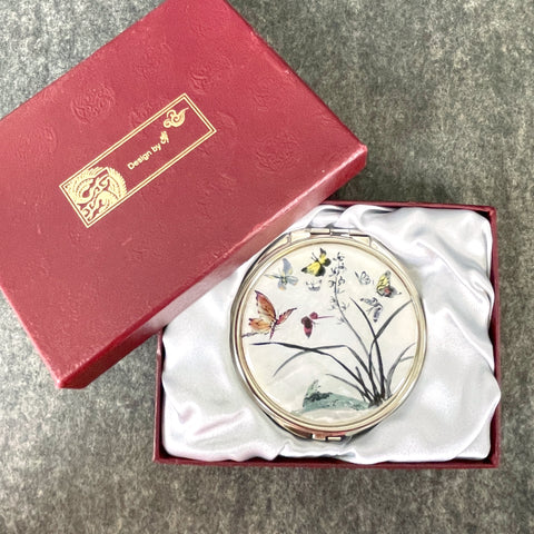 Butterfly mother of pearl 2 mirror compact - made in Korea - NextStage Vintage
