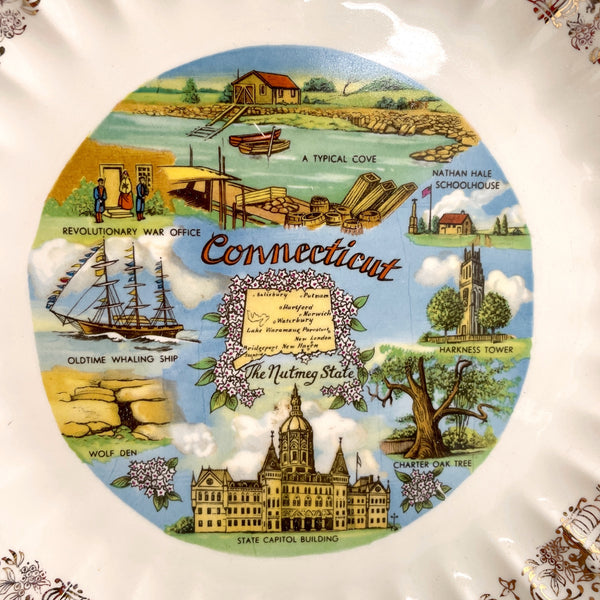 Connecticut souvenir state plate - 1940s vintage - NextStage Vintage