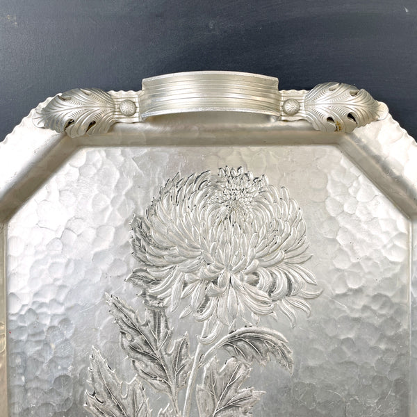 Continental Silverlook Chrysanthemum tray - #755 - mid century aluminum - NextStage Vintage