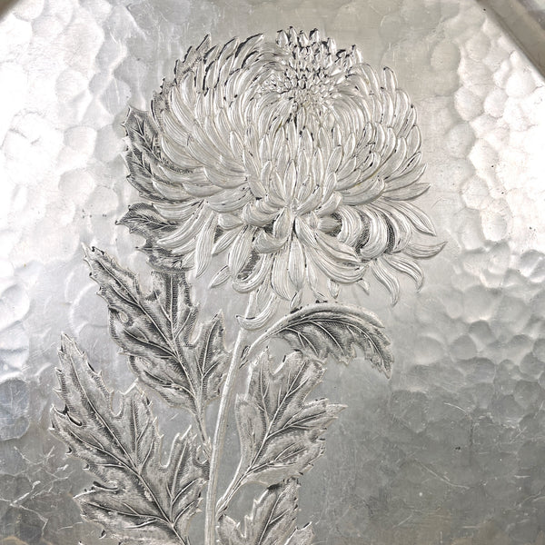 Continental Silverlook Chrysanthemum tray - #755 - mid century aluminum - NextStage Vintage