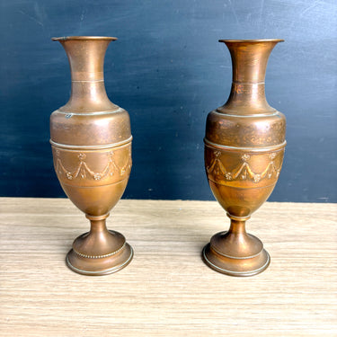 Copper classical urn style vases - a pair - O.H. Lagerstedt - Eskilstuna, Sweden - NextStage Vintage