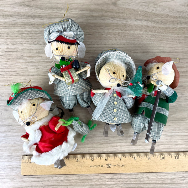 Kurt Adler Corn Husk Christmas ornaments - set of 4 - 1980s vintage - NextStage Vintage