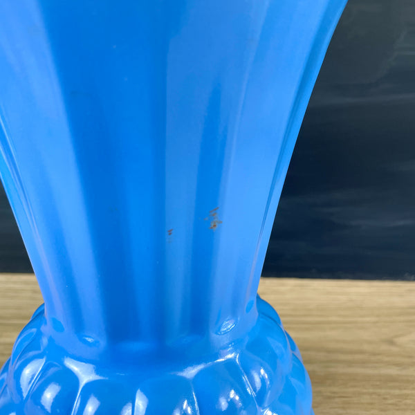 Anchor Hocking pineapple vase with cornflower blue fired on finish  - 1950s vintage - NextStage Vintage