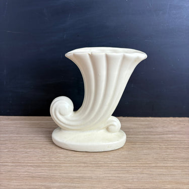 Cornucopia art pottery vase planter - horn of plenty - 1940s vintage - NextStage Vintage