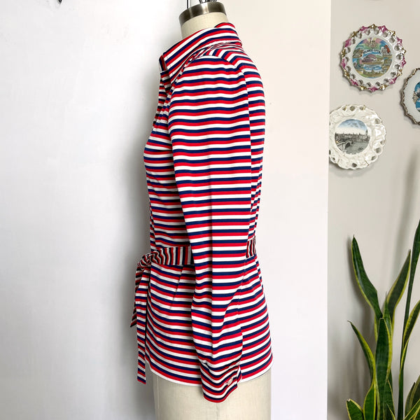 1970s red, white and blue striped tunic with belt - size XS - NextStage Vintage