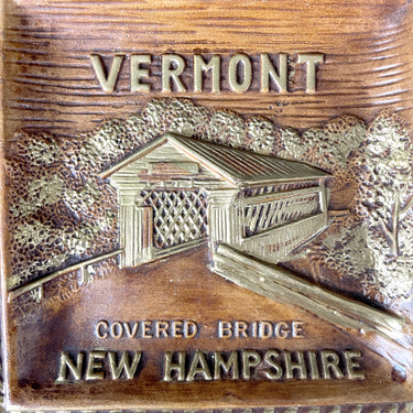 Vermont New Hampshire Covered Bridge decorative plate - vintage 1960s road trip souvenir - NextStage Vintage