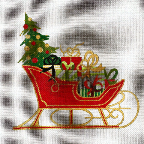 Raymond Crawford Christmas sleigh handpainted needlepoint canvas HO397 - NextStage Vintage