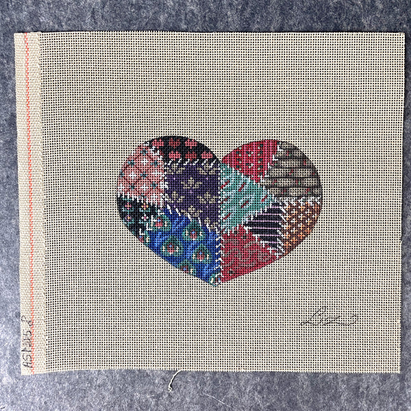 Liz Goodrick-Dillon crazy quilt heart needlepoint canvas - ASP-315 - NextStage Vintage