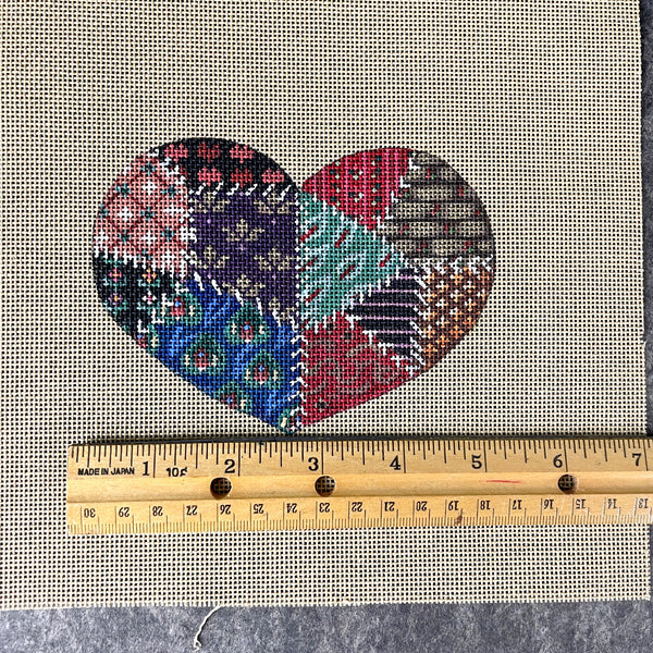 Liz Goodrick-Dillon crazy quilt heart needlepoint canvas - ASP-315 - NextStage Vintage