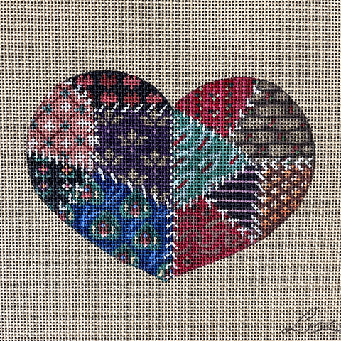 Liz Goodrick-Dillon crazy quilt heart needlepoint canvas - ASP-315 - NextStage Vintage