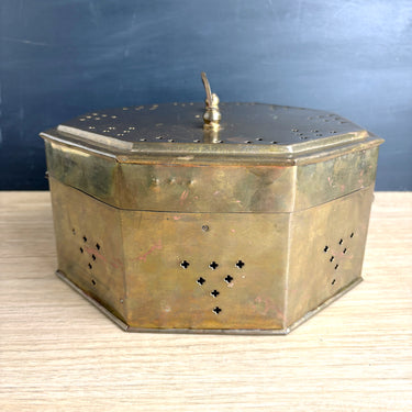 Brass cricket box with latch and handle - 10" - made in India - NextStage Vintage