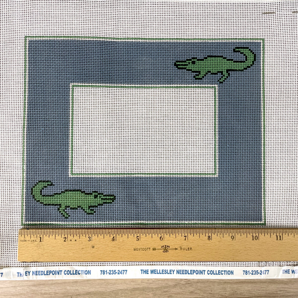 J Child alligator photo frame needlepoint canvas #FRM209 - NextStage Vintage