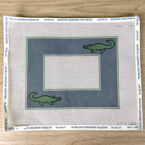 J Child alligator photo frame needlepoint canvas #FRM209 - NextStage Vintage