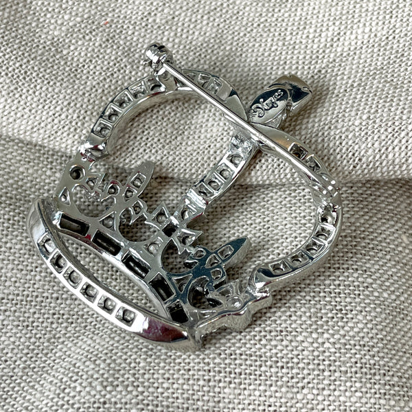 Keyes rhinestone crown brooch - 1960s vintage