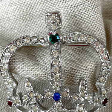 Keyes rhinestone crown brooch - 1960s vintage - NextStage Vintage