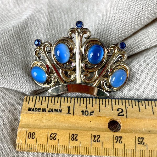 Symmetalic sterling / gold plated crown brooch - 1940s vintage