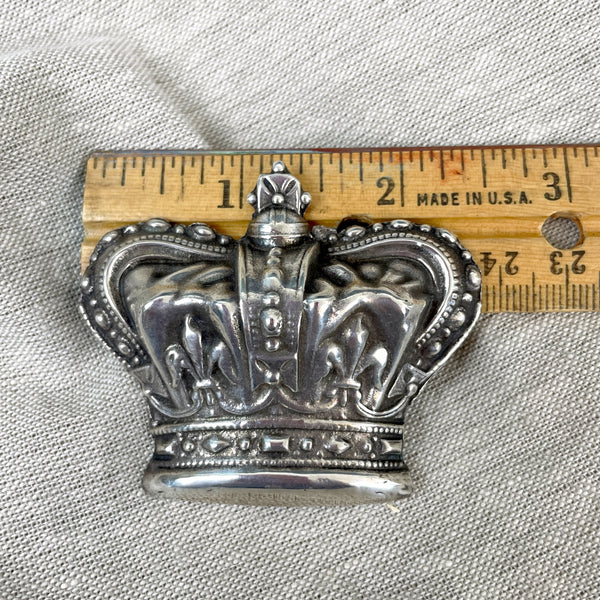 Sterling fleur de lis large royal crown brooch - vintage pin - NextStage Vintage