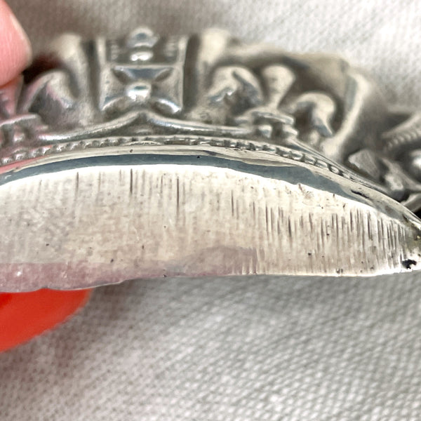 Sterling fleur de lis large royal crown brooch - vintage pin - NextStage Vintage