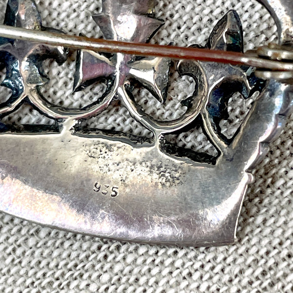 Sterling marcasite imperial state crown brooch - 1950s vintage - NextStage Vintage