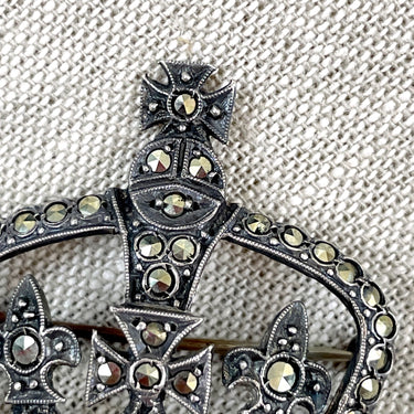 Sterling marcasite imperial state crown brooch - 1950s vintage - NextStage Vintage