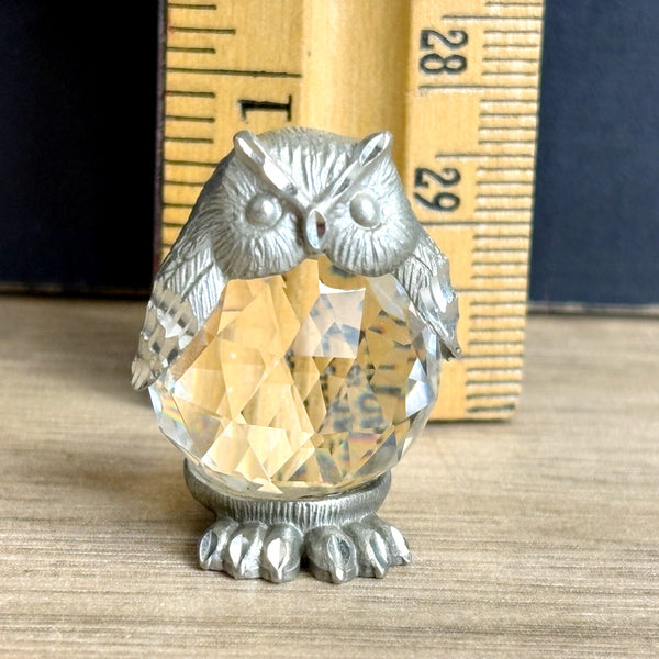 Cuteri pewter and crystal mini owl - 1" tall