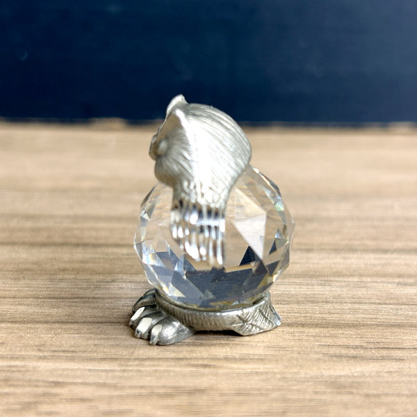 Cuteri pewter and crystal mini owl - 1" tall