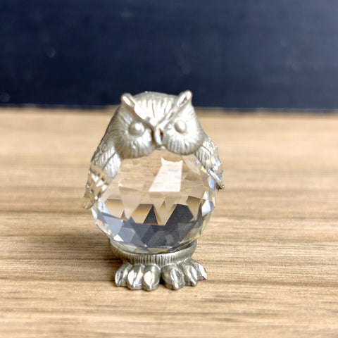 Cuteri pewter and crystal mini owl - 1" tall