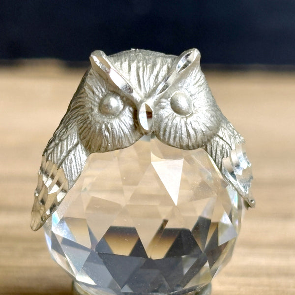 Cuteri pewter and crystal mini owl - 1" tall