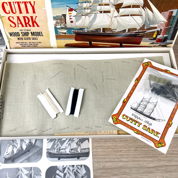 Scientific Model Kits Cutty Sark Clipper Ship - wood ship model with cloth sails - complete - NextStage Vintage