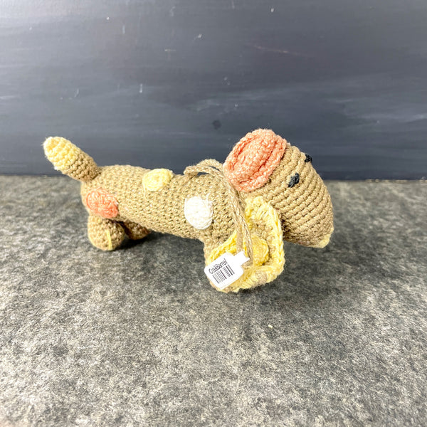 Crate and Barrel crocheted dachshund ornament - NWT - NextStage Vintage