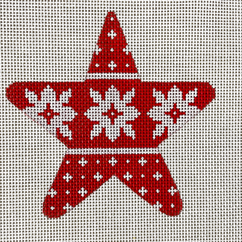 Danae red star ornament needlepoint canvas #A122-MS - NextStage Vintage
