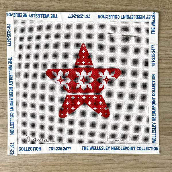 Danae red star ornament needlepoint canvas #A122-MS - NextStage Vintage