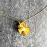 Daphne Olive Gold Vermeil Flower Necklace with Simulated Pearl, Botanical Artisan Floral Pendant - NextStage Vintage