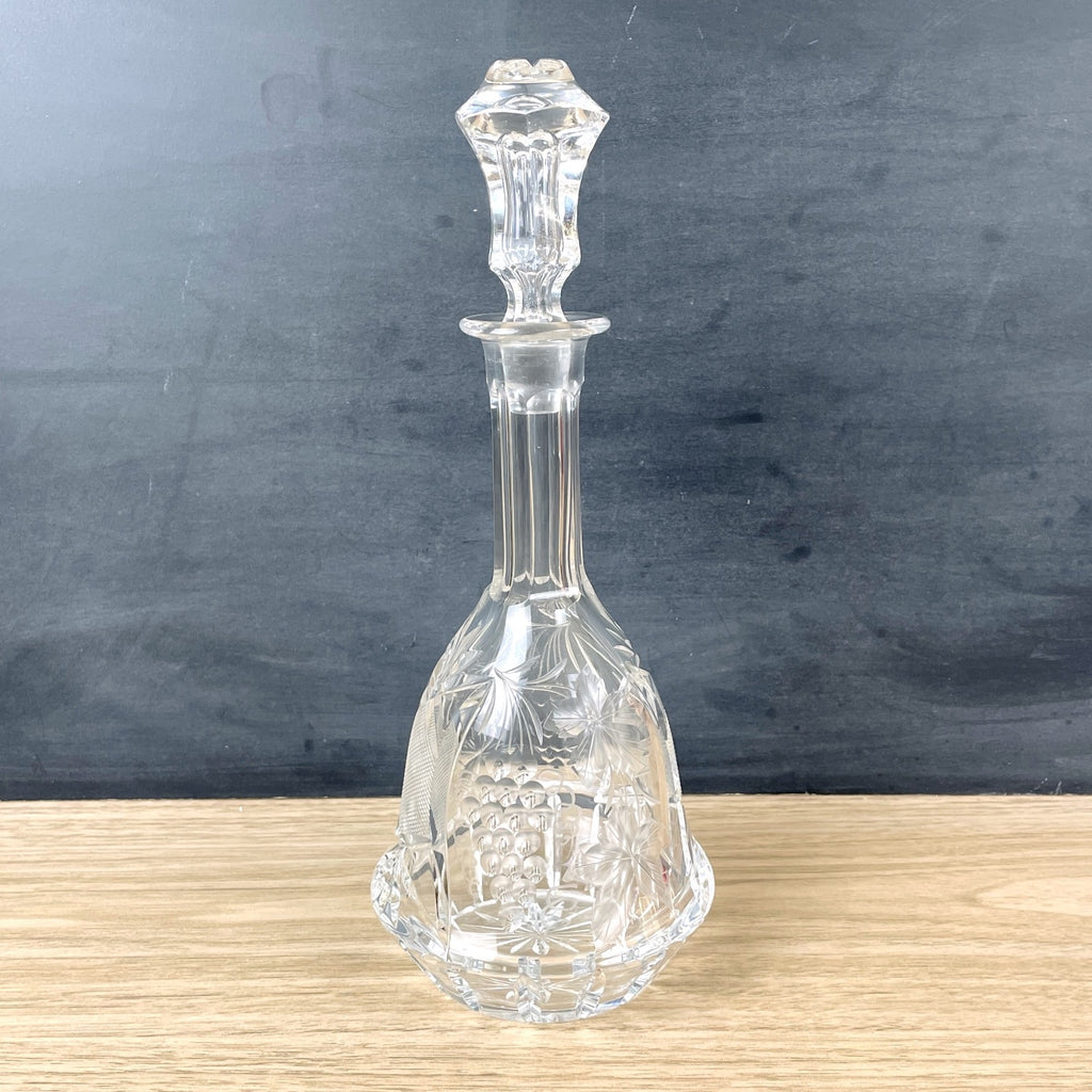 Antique crystal decanter with grapes - vintage barware - NextStage Vintage